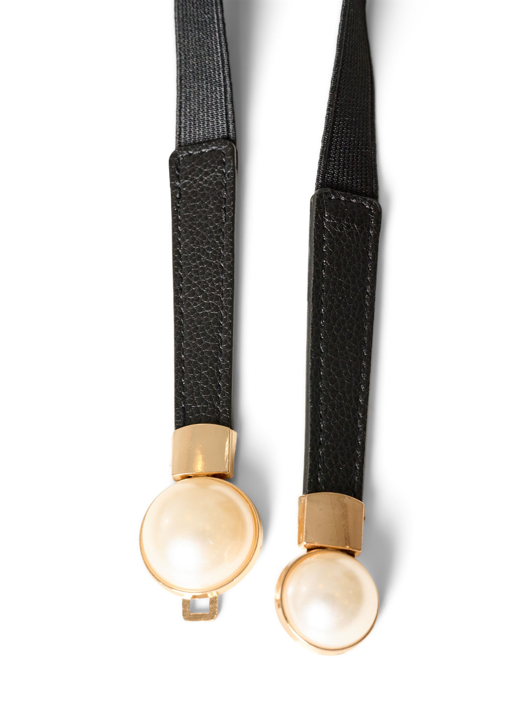 ZizziElastisk taljeb&aelig;lte med perledetaljer, Sort, Packshot image number 2