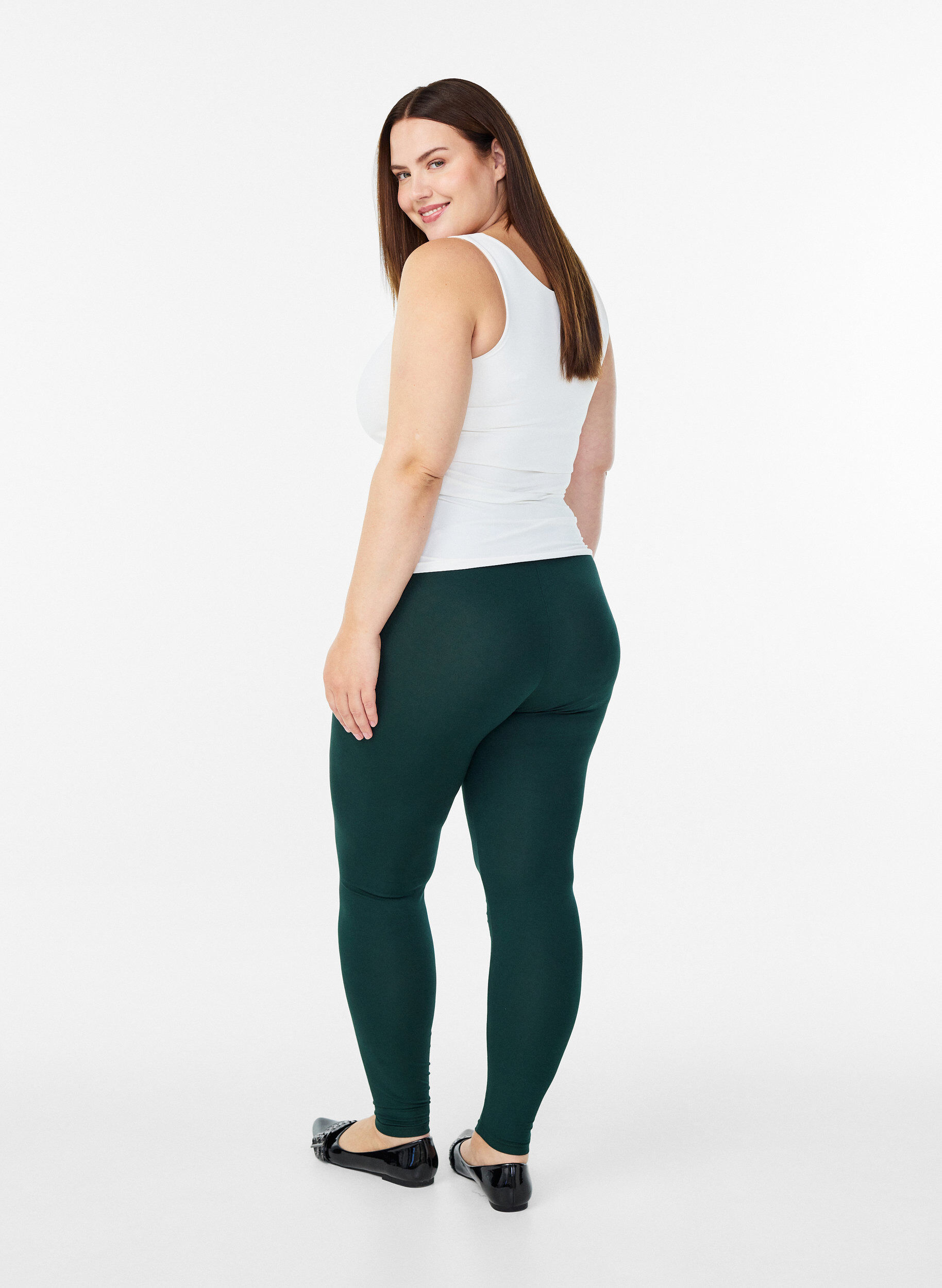 Zizzi Basis leggings i viskose, Gr&oslash;n, Model image number 2