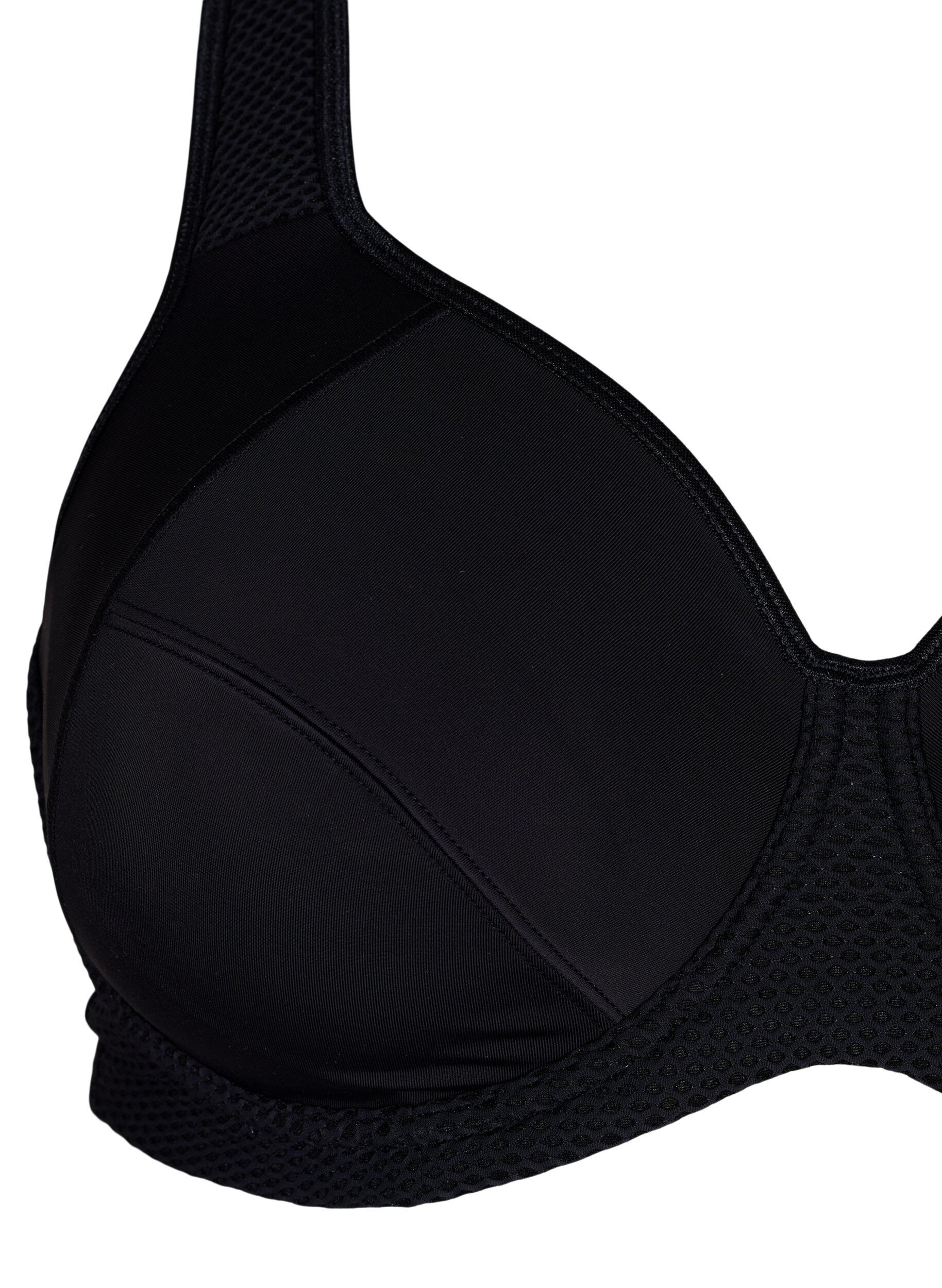 Zizzi CORE, HIGH SUPPORT WIRE BRA - Sports bh med b&oslash;jle, Sort, Packshot image number 2