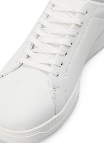 Wide fit læder sneakers, White, Packshot image number 2