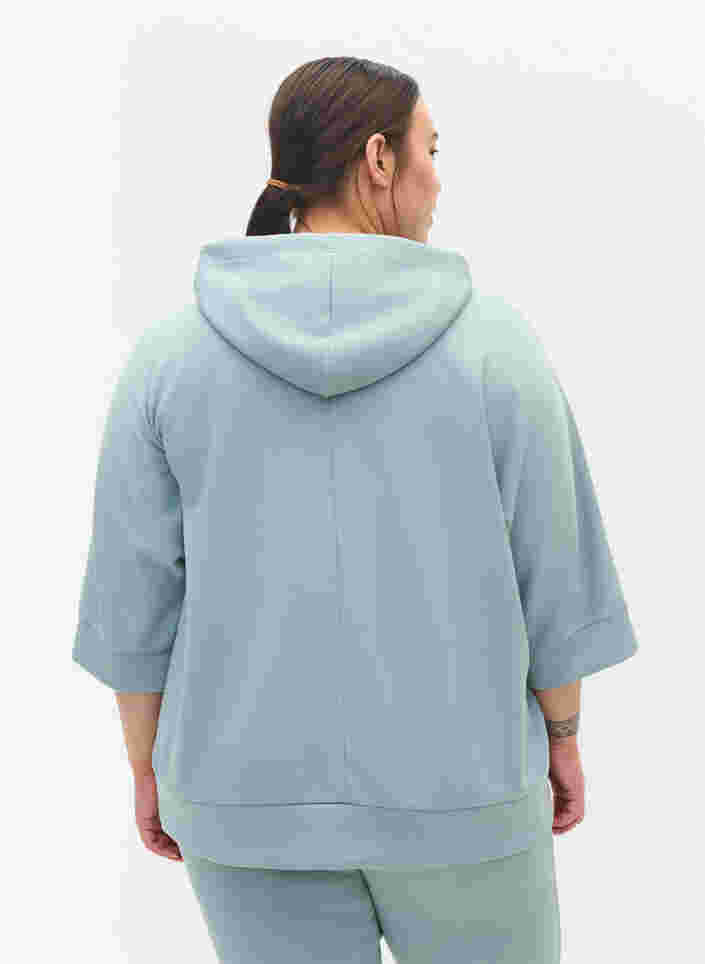 Sweatshirt med hætte og 3/4 ærmer, Slate, Model