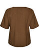 Bluse med glimmer og V-udsk&aelig;ring, Brun, Packshot image number 1