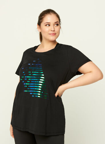T-shirt med print, Black Blue Oil, Model image number 0