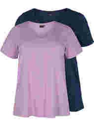 2-pak basis t-shirt i bomuld, Paisley Purple/Navy