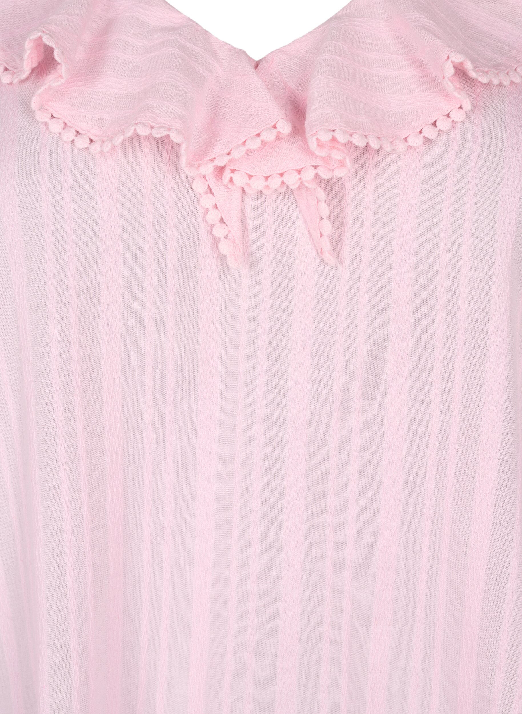 Zizzi Bluse i bomulds-viskose mix med 3/4 &aelig;rmer, Almond Blossom, Packshot image number 2