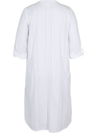 Bomulds skjortekjole med 3/4 ærmer, Bright White, Packshot image number 1