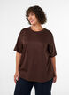 T-shirt med rhinsten og rund hals, Brun, Model image number 0