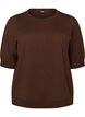 Finstrikket bluse med korte &aelig;rmer, Brun, Packshot image number 0