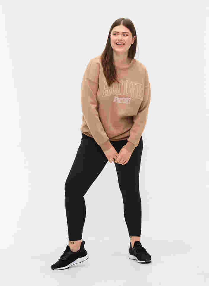 Sweatshirt med sporty tryk, Tannin, Model image number 2