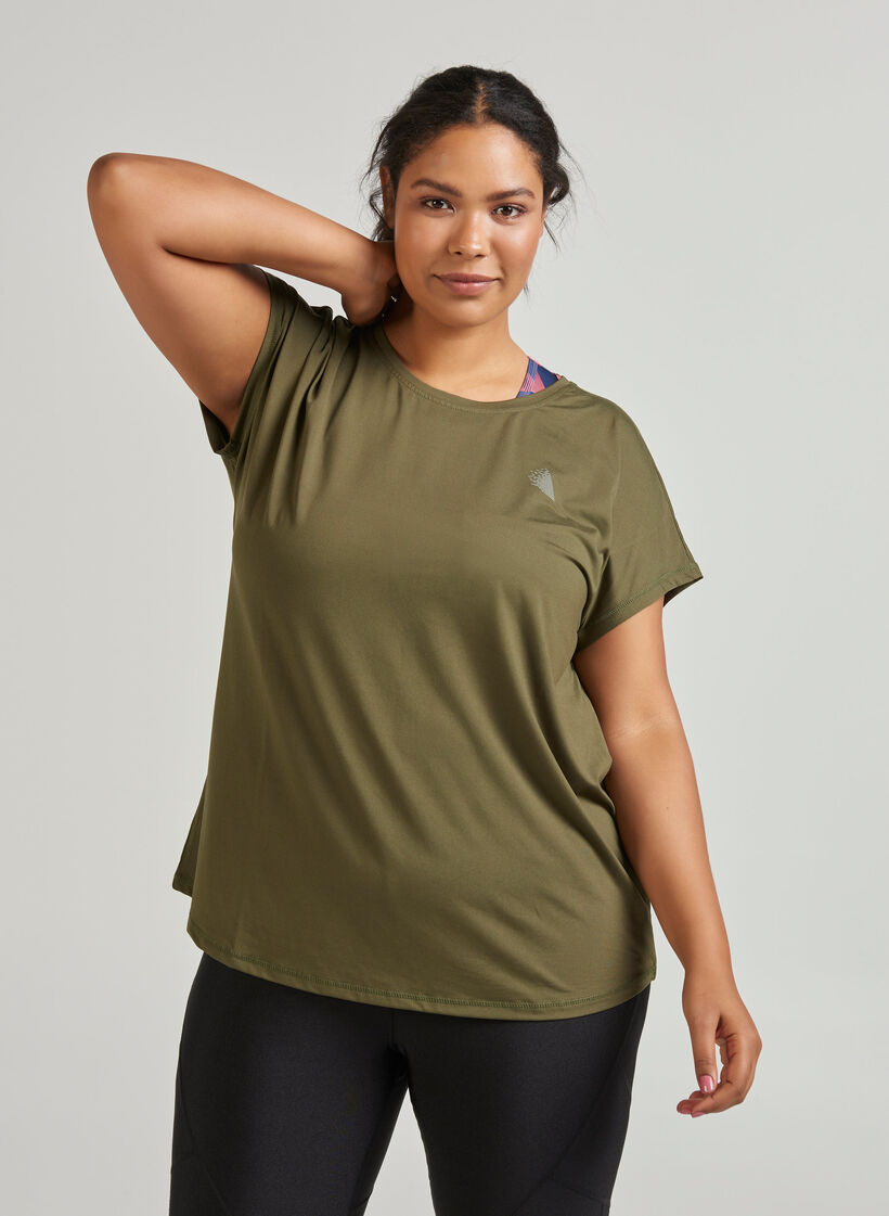 Ensfarvet trænings t-shirt, Ivy Green, Model