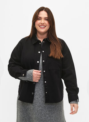 Canvas jakke med knapper, Black, Model image number 0