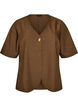 Bluse med glimmer og V-udsk&aelig;ring, Brun, Packshot image number 0