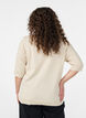 Finstrikket bluse med korte &aelig;rmer, Beige, Model image number 2