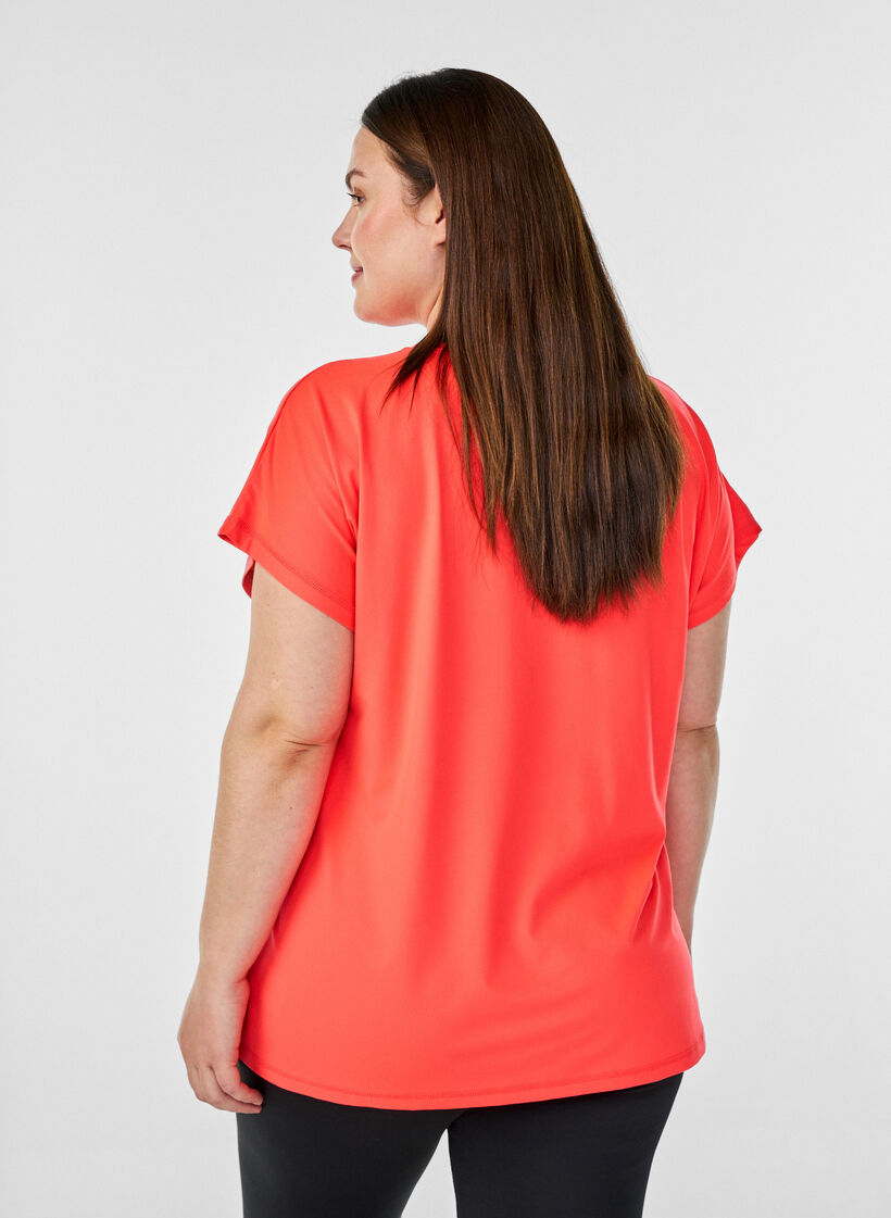 Ensfarvet tr&aelig;nings t-shirt, Orange, Model image number 2