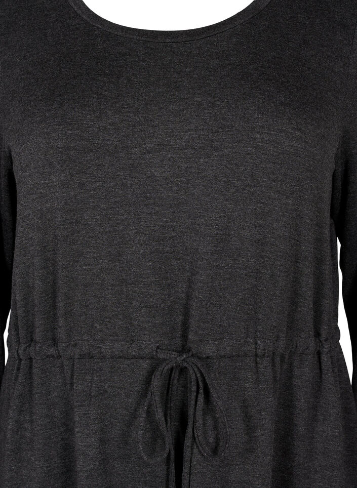 Knælang jerseykjole med bindebånd, Dark Grey Melange, Packshot image number 2