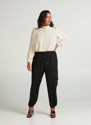 Løse bukser med side lommer, Black, Model image number 1