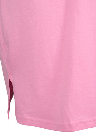 Ensfarvet oversize t-shirt med v-hals, Rosebloom, Packshot image number 3