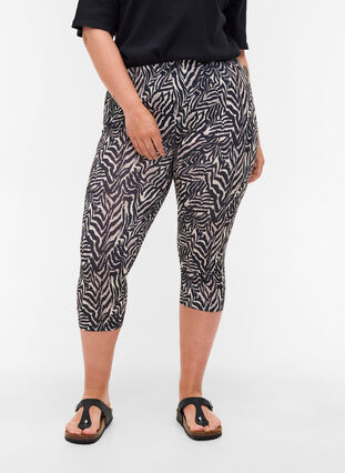 3/4 leggings med print, Black Zebra AOP, Model image number 2