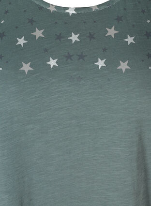 Kortærmet bomulds t-shirt med stjerner, Balsam Green STARS, Packshot image number 2