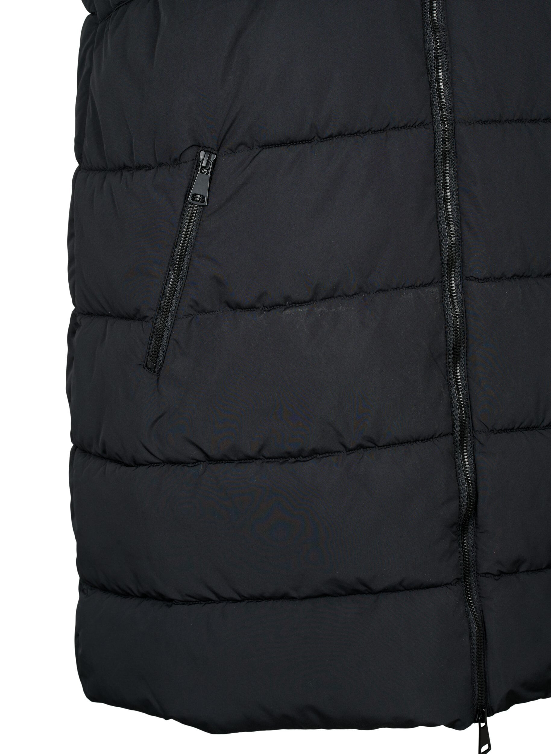 Zizzi Sporty vest med h&aelig;tte og lommer, Black, Packshot image number 3