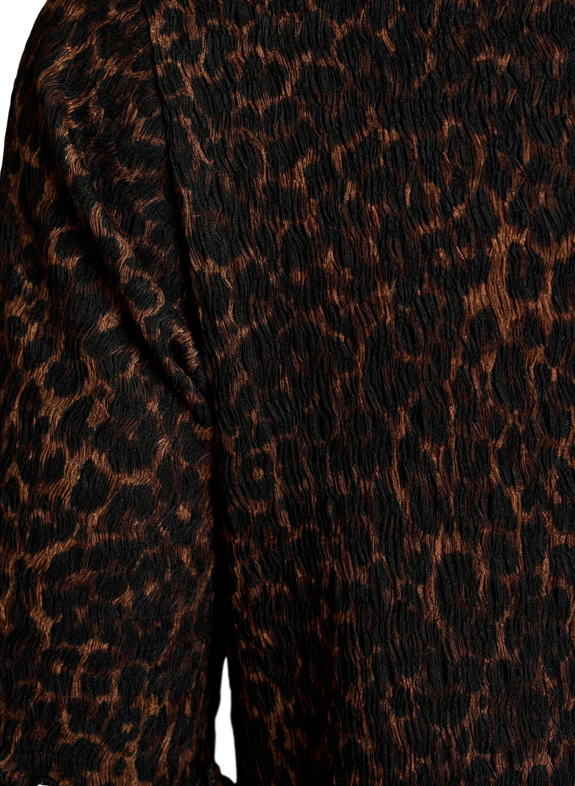 Zizzi Midikjole med struktur og korte &aelig;rmer, Brun, Packshot image number 3