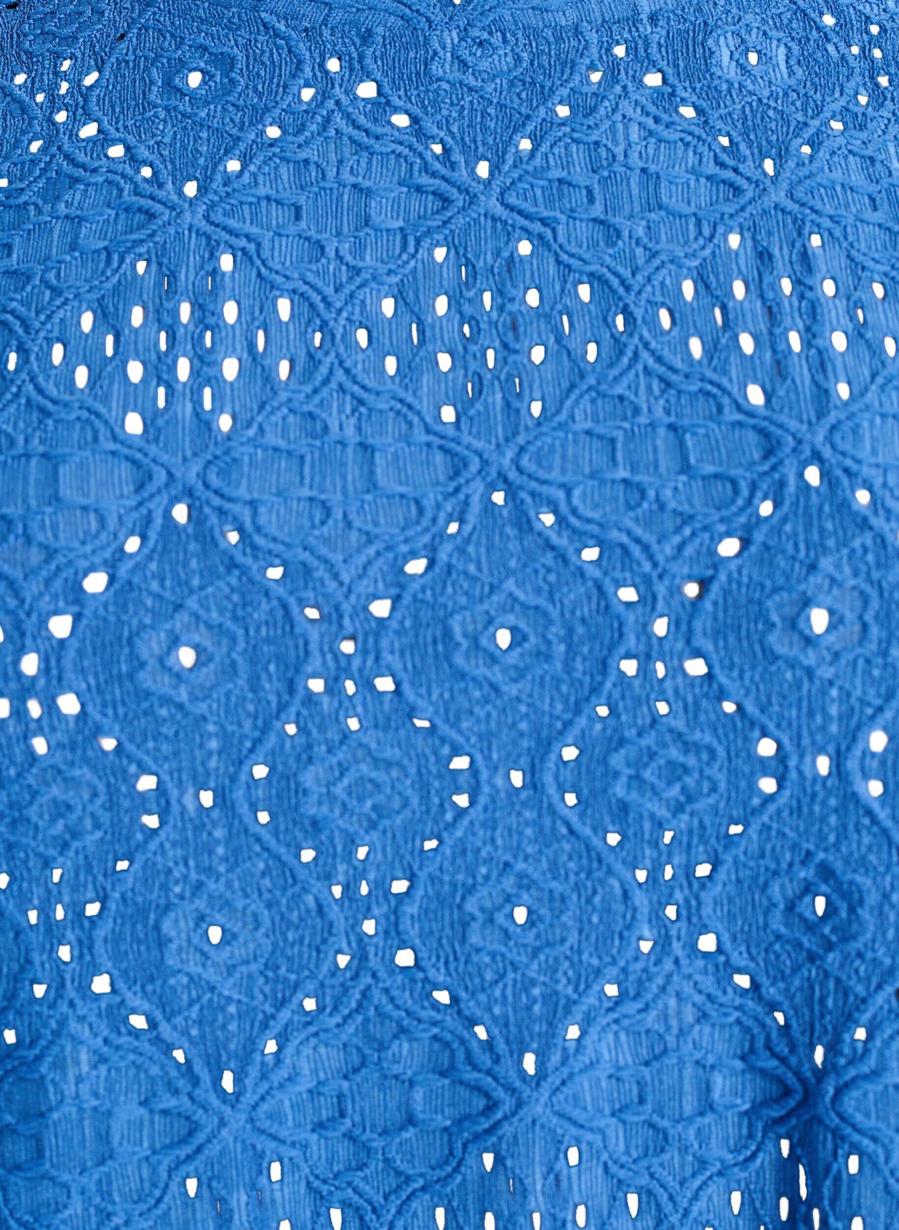 Zizzi Lang&aelig;rmet bluse med hulm&oslash;nster, Bl&aring;, Packshot image number 2