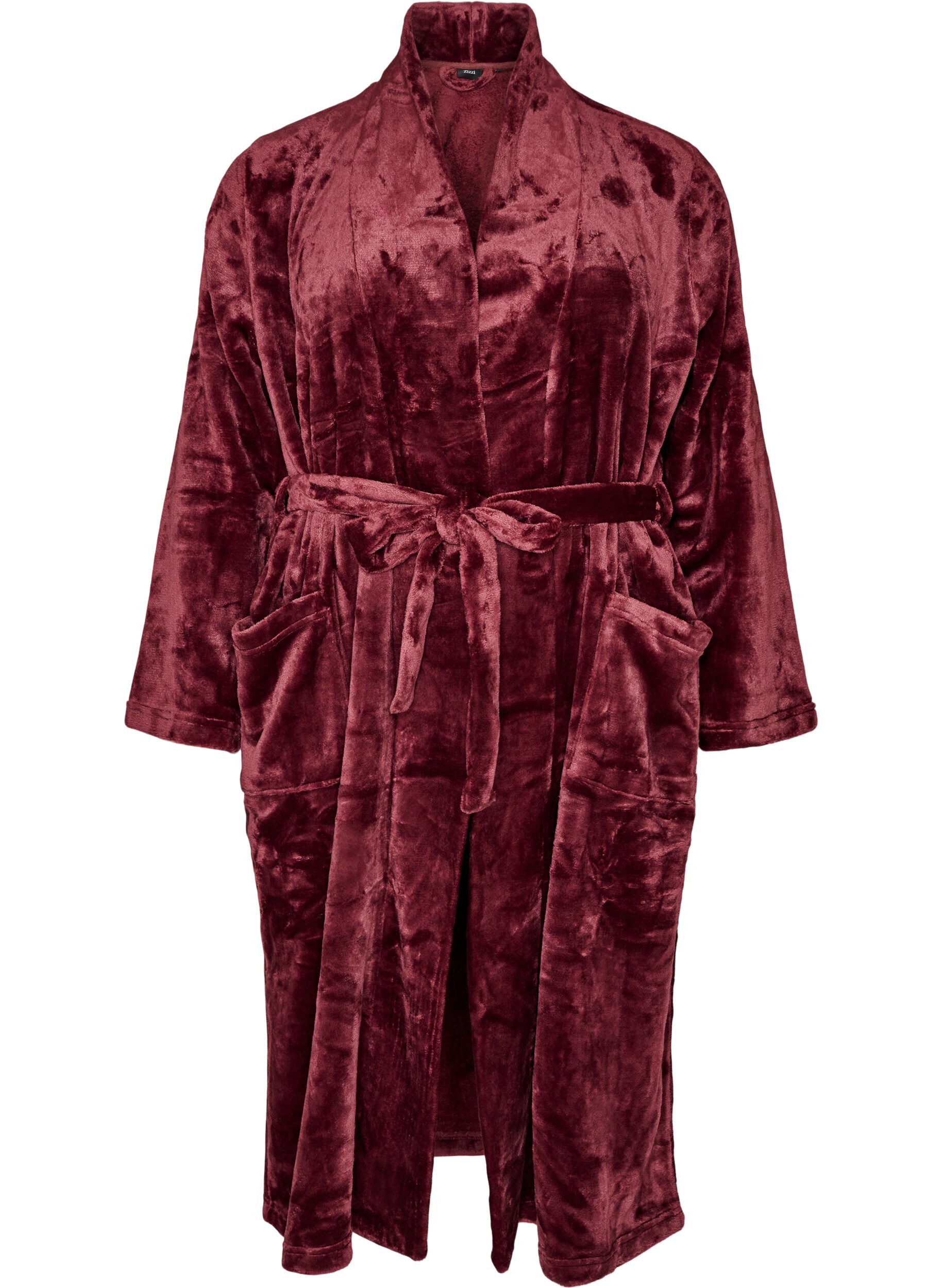 ZizziMorgenk&aring;be i bl&oslash;d velour med lommer, R&oslash;d, Packshot image number 0