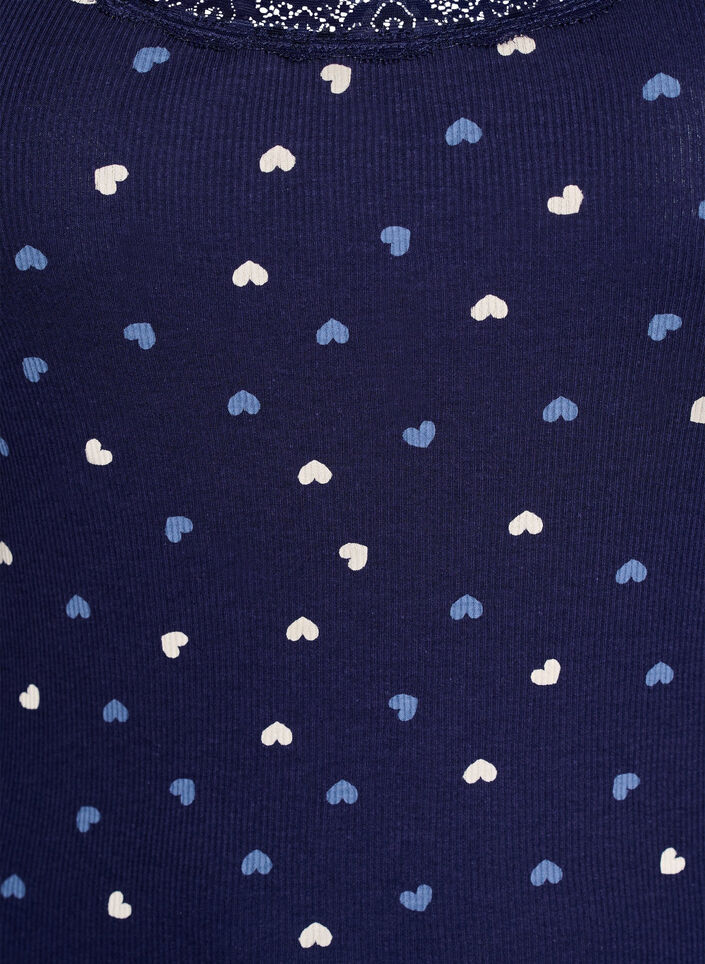 Top med print og blondekant, Bl&aring;, Packshot image number 2