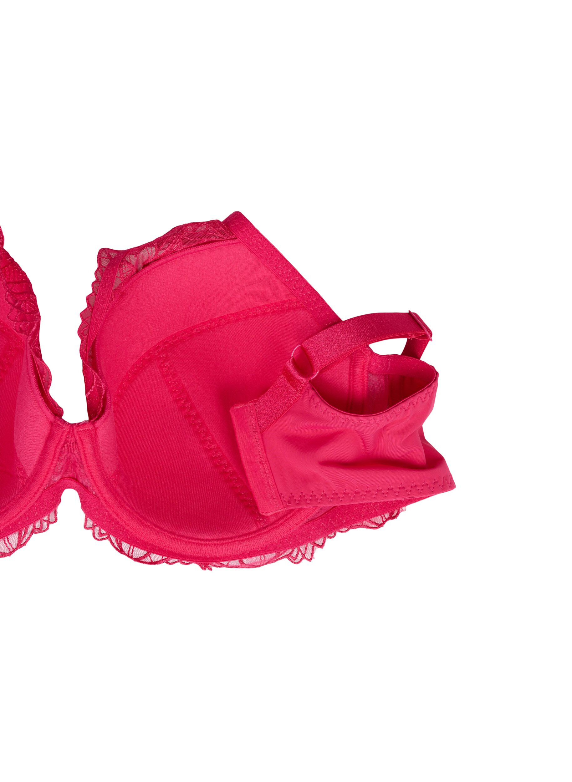 Zizzi Vatteret blonde bh med b&oslash;jle, Lyser&oslash;d, Packshot image number 3