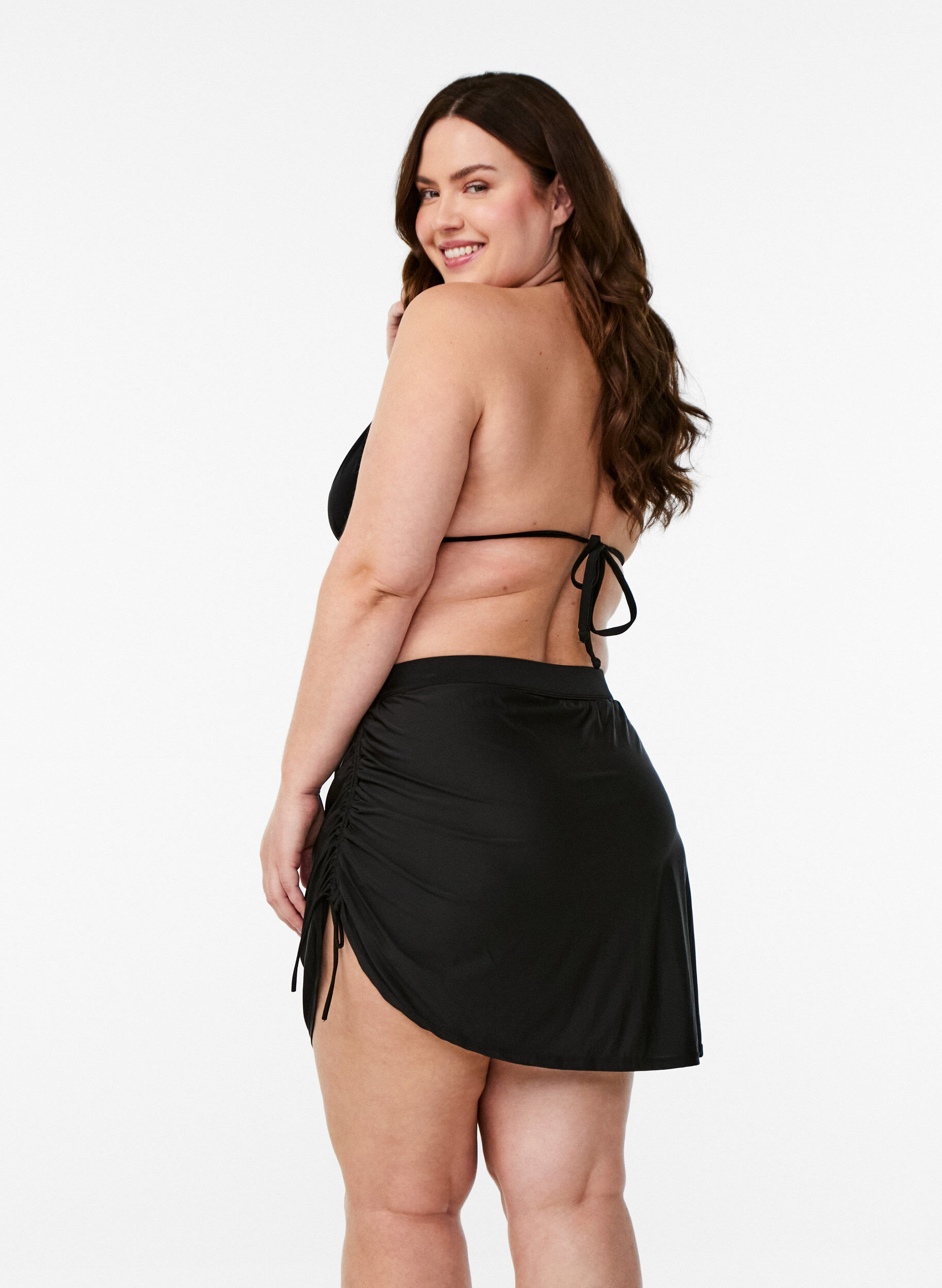 Zizzi Bikininederdel med fastsyet trusse, Sort, Model image number 2