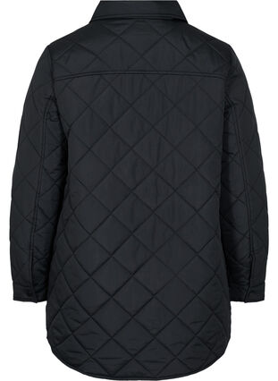Kort quiltet jakke med krave, Black, Packshot image number 1