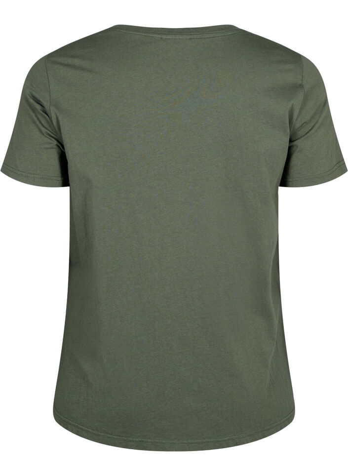 Bomulds t-shirt med rhinesten motiv, Thyme w. Rhinestones, Packshot image number 1