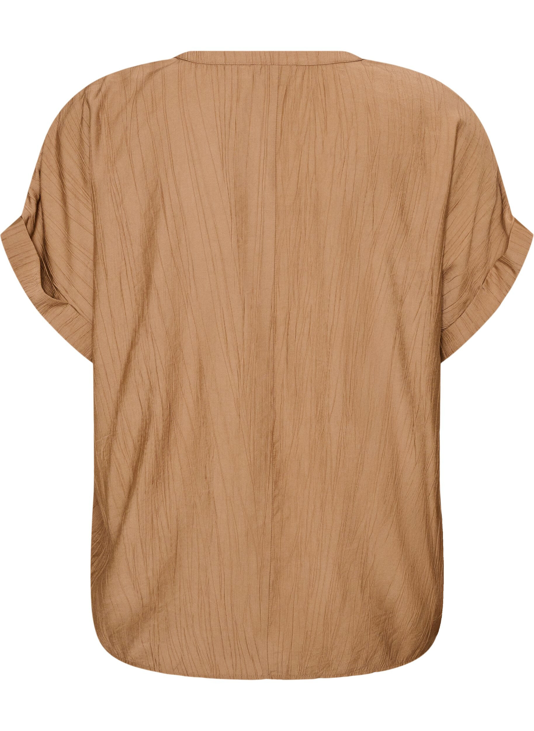 ZizziViskosebluse med knapper og struktur, Brun, Packshot image number 1