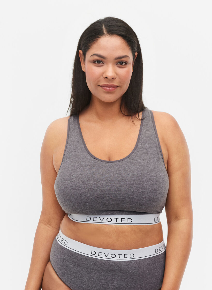 Meleret bh med rund halsudskæring, Medium Grey Melange, Model image number 0