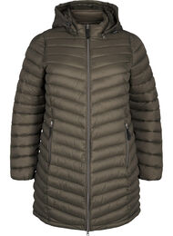 Letvægts jakke med lommer og aftagelig hætte, Grøn