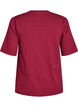 Ribbet jerseybluse med korte &aelig;rmer, M&oslash;rk Bordeaux, Packshot image number 1