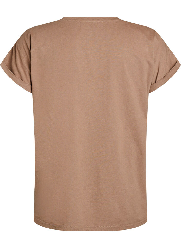 Kort&aelig;rmet t-shirt i bomuldsblanding, Brun, Packshot image number 1