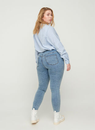 Højtaljede Amy jeans med stone wash, Stone Washed, Model image number 1