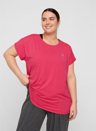 Ensfarvet trænings t-shirt, Pink Peacock, Model image number 0