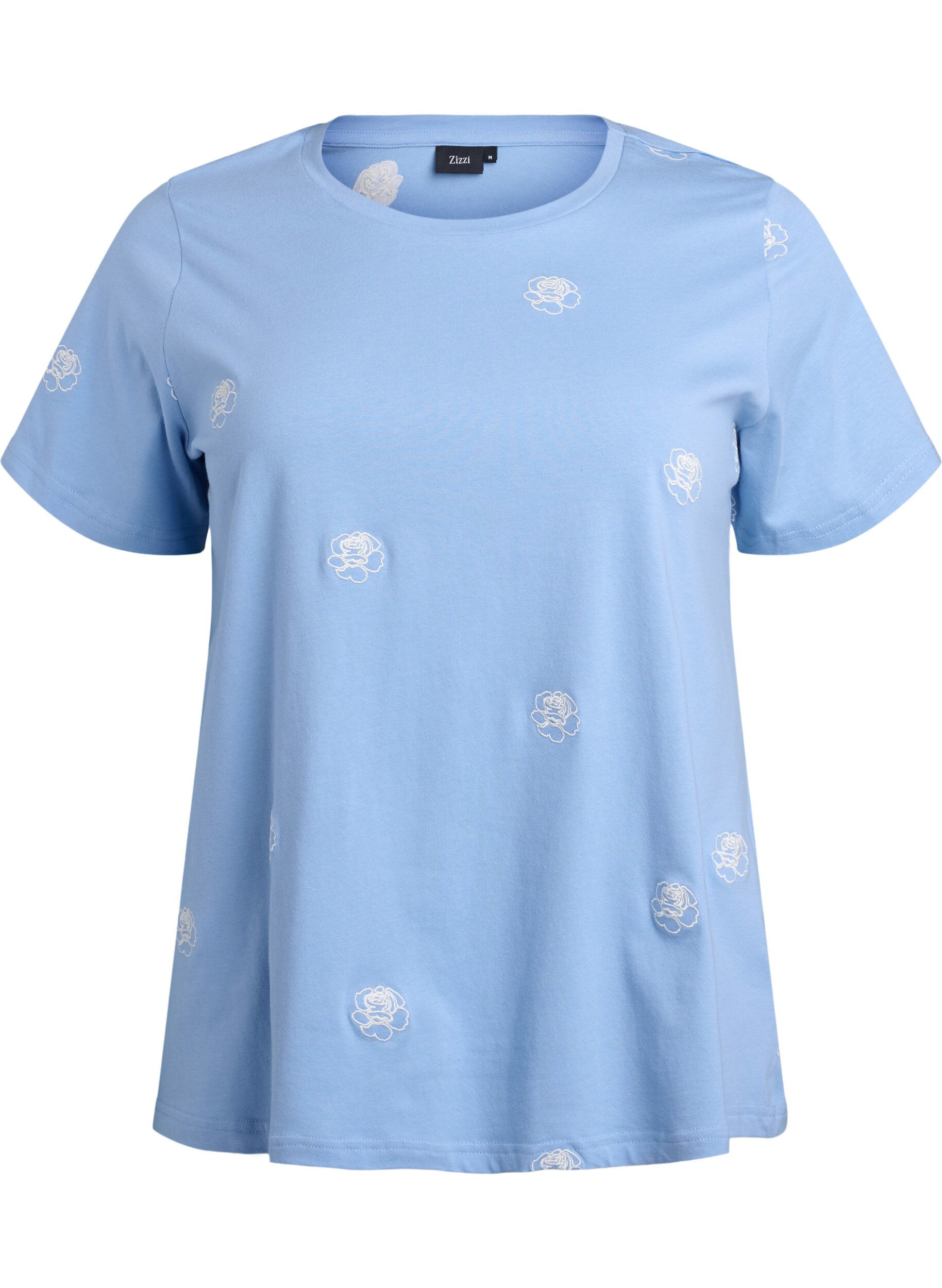 ZizziT-shirt i &oslash;kologisk bomuld med broderede motiver, Bl&aring;, Packshot image number 0