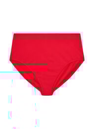 Ensfarvet bikiniunderdel med h&oslash;j talje, R&oslash;d