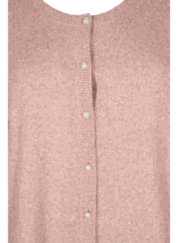 Kort meleret strikcardigan med perleknapper, Burlwood Mel., Packshot image number 2
