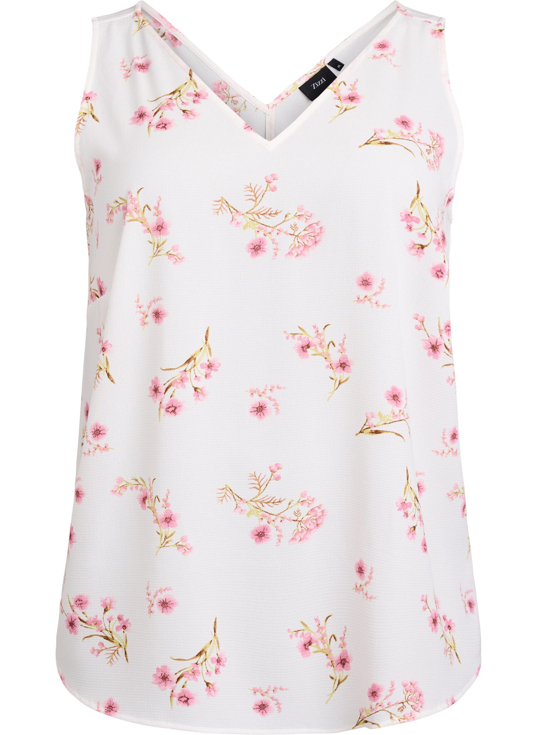 Zizzi Printet top med v-hals , Hvid, Packshot image number 0