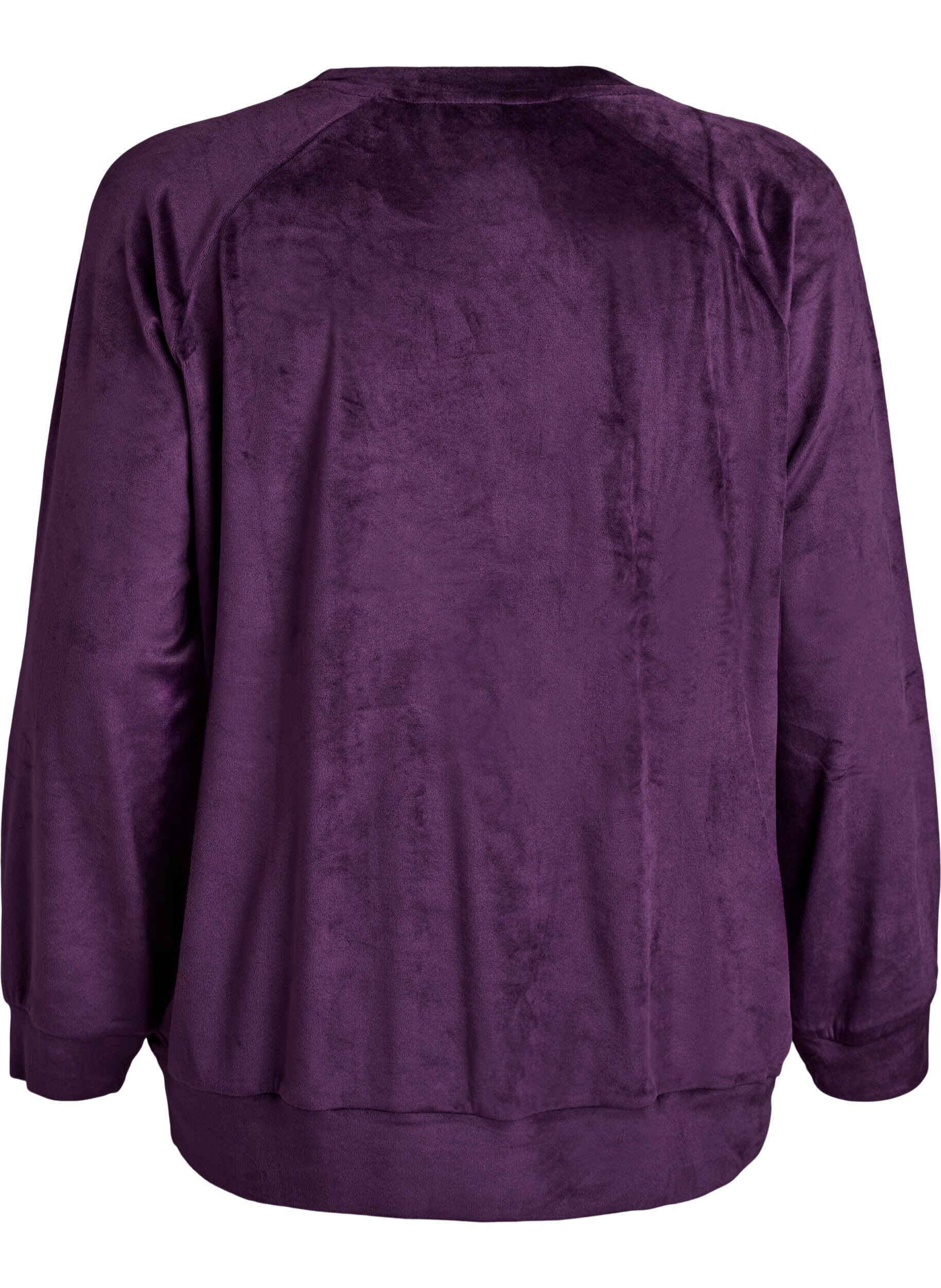 Zizzi Velourbluse med raglan&aelig;rmer, Lilla, Packshot image number 1