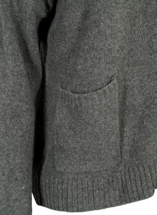 Strikket cardigan med lynlås og lommer, Dark Grey Melange, Packshot image number 3