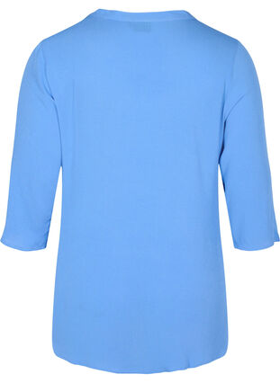 Viskose bluse med 3/4 ærmer og v-udskæring, Ultramarine, Packshot image number 1