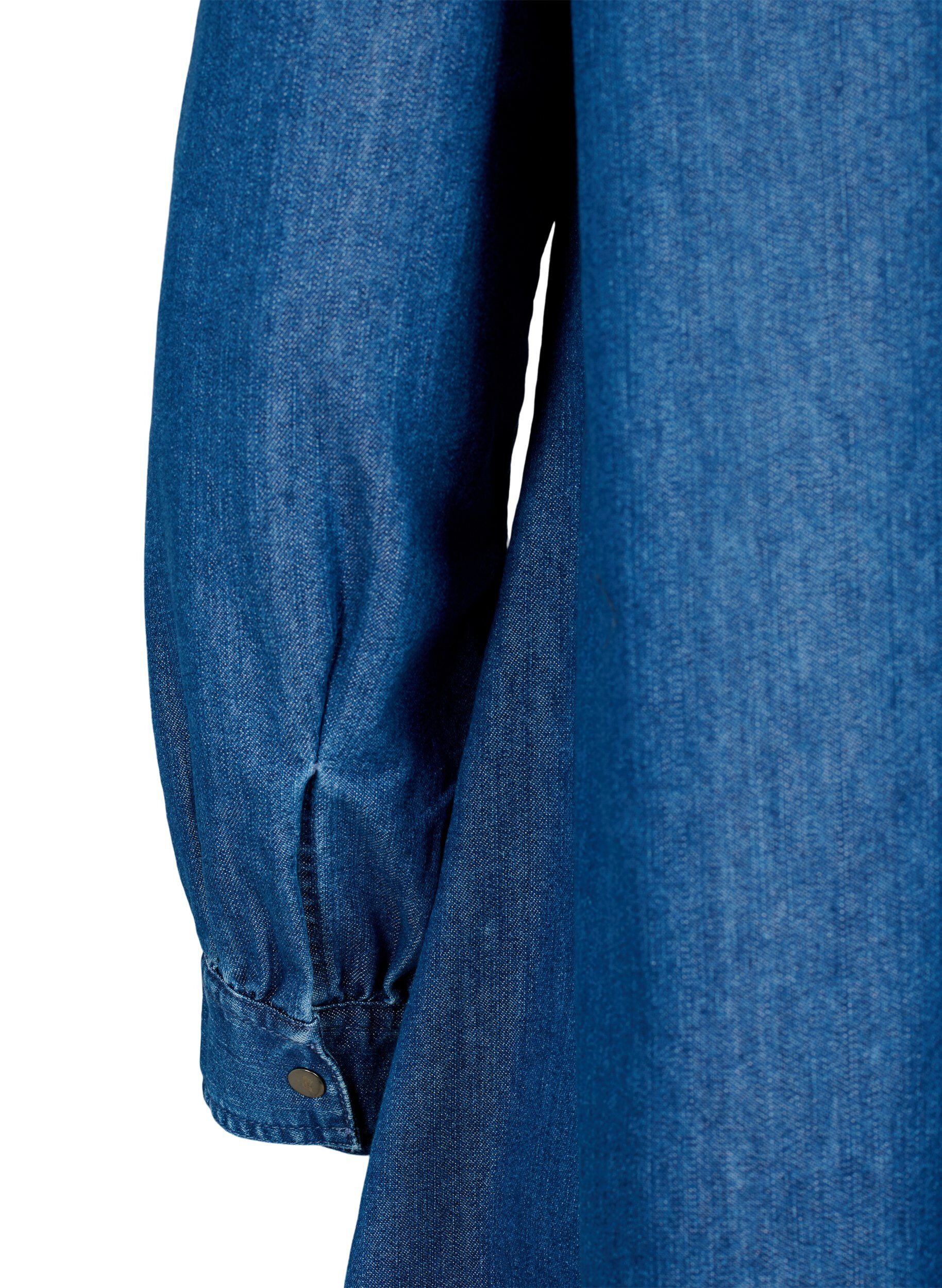 Zizzi Lang&aelig;rmet denim kjole, Blue denim, Packshot image number 3