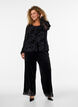 Meshbluse med blomsterm&oslash;nster og &aring;ben front, Sort, Model image number 1