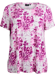 T-shirt med blomsterprint, Lyser&oslash;d
