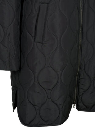Lang quiltet jakke med lommer og lynlås, Black, Packshot image number 3